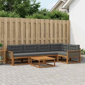 vidaXL Σειρά Καναπέ Εξωτερικού 6 τμχ. Φυσικό και Ανθρακί
