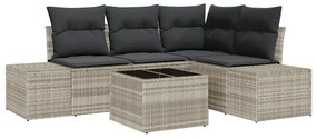 vidaXL Σετ Καναπέ Κήπου 5 pcs Ανοιχτό γκρι Πολυ rattan, βαμμένο ατσάλι
