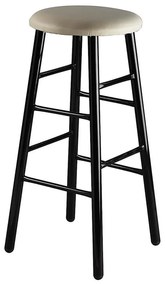 Bar stool No 158 Εκρού, Μαύρη δερματίνη