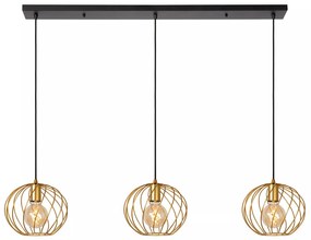 Φωτιστικό Κρεμαστό Lucide 21428-03-02 DANZA Χρυσό Χρώμα (Gold Coloured)|Μαύρο Ματ (Black Mat)