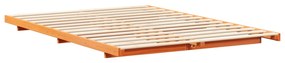 vidaXL Κρεβάτι δαπέδου Καφέ κεριού 140 x 200 cm Μασίφ ξύλο πεύκου