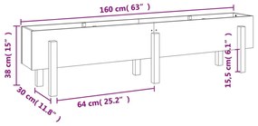 Ζαρντινιέρα Υπερυψωμένη 160 x 30 x 38 εκ. από Μασίφ Ξύλο Πεύκου - Γκρι