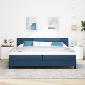 vidaXL Κρεβάτι Box Spring με Στρώμα Μπλε 200x200 εκ. Ύφασμα