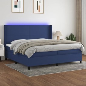 ΚΡΕΒΑΤΙ BOXSPRING ΜΕ ΣΤΡΩΜΑ &amp; LED ΜΠΛΕ 200X200 ΕΚ. ΥΦΑΣΜΑΤΙΝΟ 3138187