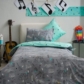 Σεντόνια Παιδικά Rock (Σετ 3τμχ) Grey Vesta Home Μονό 170x260cm 100% Βαμβάκι