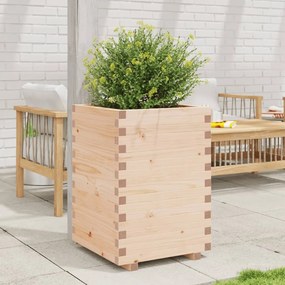 vidaXL Ζαρντινιέρα Λευκή 50x50x72,5 εκ από Μασίφ Ξύλο Πεύκου