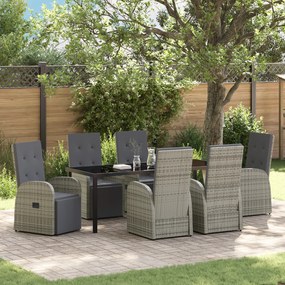 vidaXL Σετ Δείπνου Κήπου 7 pcs Γκρι 200 x 80 x 73 εκ PE ρατάν