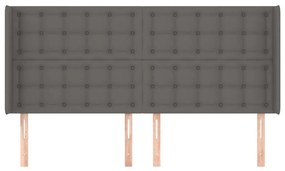 Κεφαλάρι με Πτερύγια Γκρι 203x16x118/128 εκ. Συνθετικό Δέρμα - Γκρι