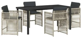 vidaXL Σετ Εξωτερικών Επίπλων 5 Τεμαχίων με Μαξιλάρια σε Ανοιχτό Γκρι Πολυ Ράττον