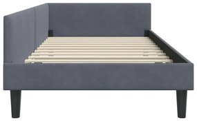 vidaXL Πλαϊνό Κρεβάτι με κεφαλάρι Σκούρο γκρι 100 x 200 cm