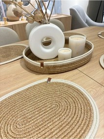 Stewehome Σετ 7 τεμαχίων οβάλ σουπλά και καλάθι από γιούτα (Πορτοκαλί) 41x31 cm