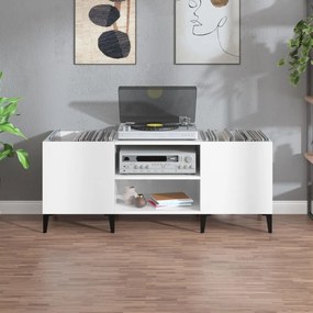 vidaXL Δισκοθήκη Γυαλιστερή Λευκή 121x38x48 εκ. από Επεξεργασμένο Ξύλο