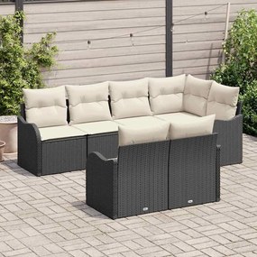 vidaXL Σετ Καναπέ Κήπου με μαξιλάρι 7 pcs Μαύρο Πολυ ράταν