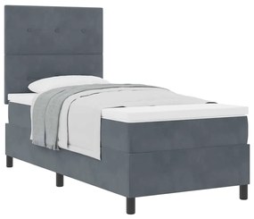 vidaXL Κρεβάτι με ελατήρια με στρώμα Σκούρο γκρι 80 x 200 cm Βελούδο