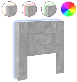 vidaXL Κεφαλάρι με Αποθηκ. Χώρο & LED Γκρι Σκυρ. 100x16,5x103,5 εκ.