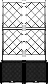 vidaXL Γλάστρα Κήπου 2 τμχ. Μαύρο 80 x 40 x 143 εκ. PP