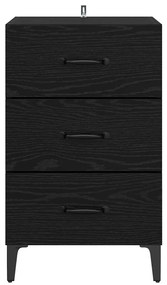vidaXL Κομοδίνο Μαύρη δρυς 40 x 40 x 66 εκ Επεξεργασμένο ξύλο