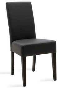 Καρέκλα Ditta pakoworld PU ανθρακί-πόδι μασίφ ξύλο wenge