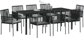 vidaXL Σέτ φαγητού για κήπο 9 pcs Μαύρο Ράτα PE
