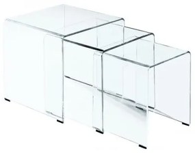 GLASSER set 3 βοηθ.τραπεζάκια Διάφανο Γυαλί 10mm 42x42x42/36x36x39/30x30x36 cm ΕΜ725,1