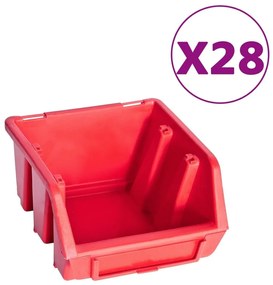 Κουτιά Αποθήκευσης Σετ 141 τεμ. Κόκκινα/Μαύρα με Πάνελ Τοίχου - Κόκκινο