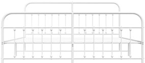 vidaXL Πλαίσιο Κρεβατιού με Κεφαλάρι&amp;Ποδαρικό Λευκό 193x203εκ. Μέταλλο