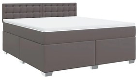 vidaXL Κρεβάτι Boxspring με Στρώμα Γκρι 180x200 εκ. Συνθετικό Δέρμα