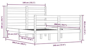 Πλαίσιο Κρεβατιού 140 x 200 εκ. από Μασίφ Ξύλο Πεύκου - Καφέ