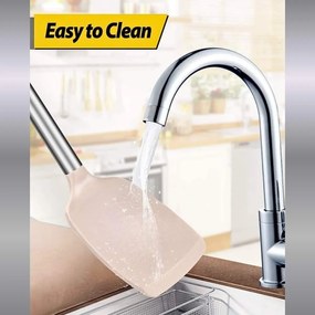 Σπάτουλα Μαγειρικής Σιλικόνης 35cm με Ανοξείδωτη Λαβή - Μπεζ