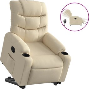 vidaXL Πολυθρόνα Ηλεκ. Ανακλινόμενη με Ανύψωση Κρεμ Υφασμάτινη