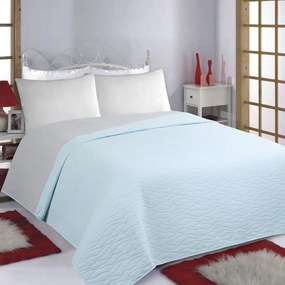 Κουβερλί Υπέρδιπλο (220x240) 2 Όψεων Silk Fashion Waves Sky Blue-Grey