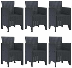 vidaXL Σέτ φαγητού για κήπο 7 pcs Ανθρακί Rattan Polt
