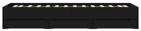 vidaXL Πλαίσιο Κρεβατιού με Συρτάρια Μαύρο 75x190εκ Επεξεργασμένο Ξύλο
