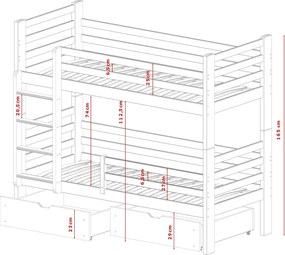 PATRYK 90x200 graphite bunk bed Lano Furniture