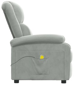 vidaXL Πολυθρόνα Μασάζ Ανοιχτό Γκρι Βελούδινη