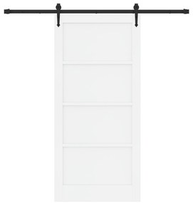 vidaXL Συρόμενη Πόρτα  με Σετ Υλικών Λευκή 93x202 εκ. Συμπαγές Ξύλο Πεύκου