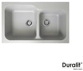 Duralit KZ200 Gris Platinum Ένθετος Συνθετικός Νεροχύτης Με 2 Γούρνες 83x50 cm