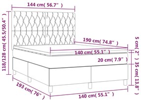 ΚΡΕΒΑΤΙ BOXSPRING ΜΕ ΣΤΡΩΜΑ &amp; LED ΑΝ.ΓΚΡΙ 140X190ΕΚ. ΥΦΑΣΜΑΤΙΝΟ 3135109