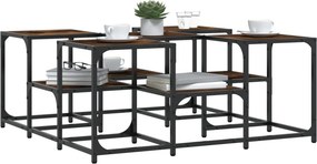 vidaXL Τραπεζάκι Σαλονιού Καπνιστή Δρυς 91x91x40 εκ. Επεξεργασμ. Ξύλο