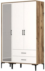 Ντουλάπα Τρίφυλλη Kumsal 845HCT5455 120x47,5x201,4cm Walnut-White Τρίφυλλη
