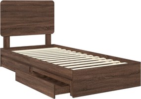 vidaXL Κρεβάτι Αποθήκης Καφέ δρυς 75 x 190 cm Επεξεργασμένο ξύλο