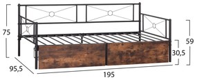 ΚΡΕΒΑΤΙ-ΚΑΝΑΠΕΣ BERNIE HM21120.01 ΜΑΥΡΟΣ ΜΕΤΑΛ. ΣΚΕΛΕΤΟΣ &amp;amp; ΣΥΡΤΑΡΙΑ- ΓΙΑ 190x90εκ. - 9996919 - HM21120.01