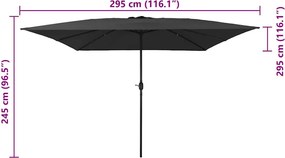 vidaXL Ομπρέλα Κήπου Ανθρακί 295 x 295 x 245 εκ