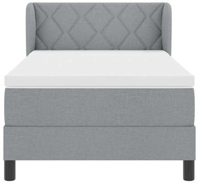 vidaXL Κρεβάτι box spring με στρώμα Ανοιχτό γκρι 90 x 200 cm ύφασμα