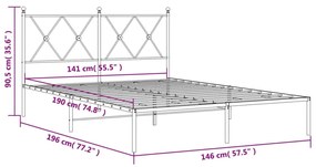 ΠΛΑΙΣΙΟ ΚΡΕΒΑΤΙΟΥ ΜΕ ΚΕΦΑΛΑΡΙ ΜΑΥΡΟ 140 X 190 ΕΚ. ΜΕΤΑΛΛΙΚΟ 376502