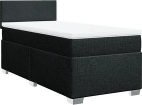 vidaXL Κρεβάτι Boxspring με Στρώμα Μαύρο 90x190 εκ.Υφασμάτινο