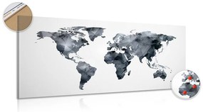 Εικόνα σε πολυγωνικό παγκόσμιο χάρτη από φελλό σε ασπρόμαυρο σχέδιο - 120x60  color mix