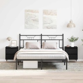 Κομοδίνο 2 pcs Μαύρη Οξυά 40 x 35 x 50 εκ. Επεξεργασμένο ξύλο