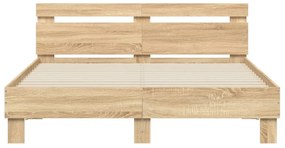 vidaXL Πλαίσιο Κρεβατιού με Κεφαλάρι/LED Sonoma δρυς 150x200 εκ.
