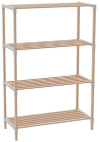 Ραφιέρα δαπέδου ξύλινη - πλαστική χρώμα φυσικό - μπεζ 65x30x116εκ.